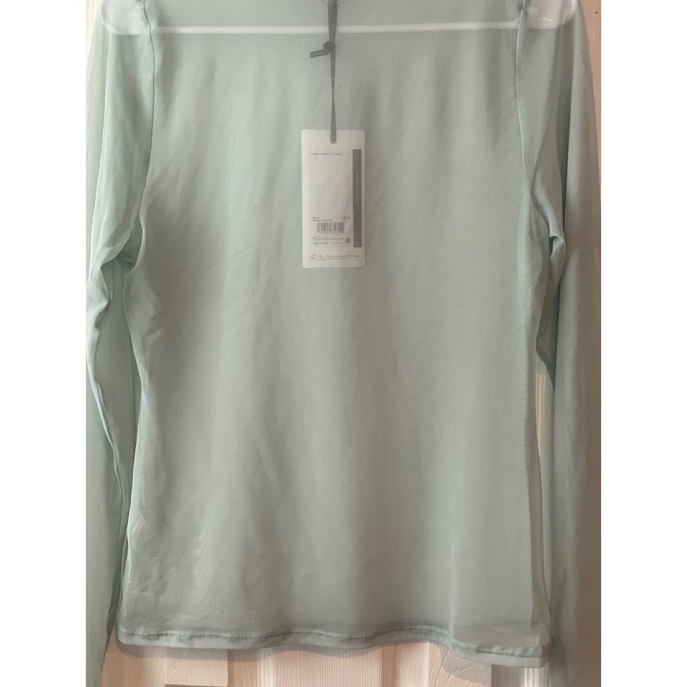 Calia Draped Funnel Long Sleeve Women's XL Smoked Turquoise Sheer Mesh Thumbhole - Picture 13 of 13